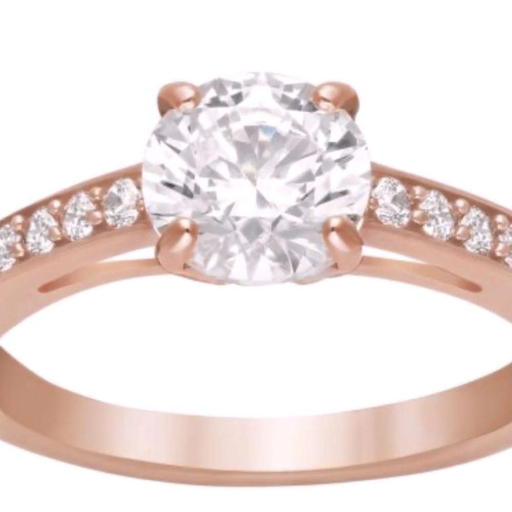 Swarovski Signed Rose Gold Crystal Ring | 8/58 - Picture 7 of 11